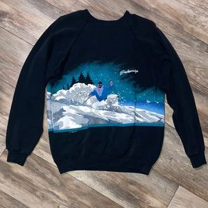 Vintage Hanes Breckenridge Ski Pullover Navy Blue Sweater Size L